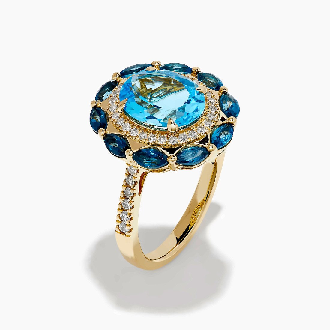 Blue Topaz Halo Cocktail Ring