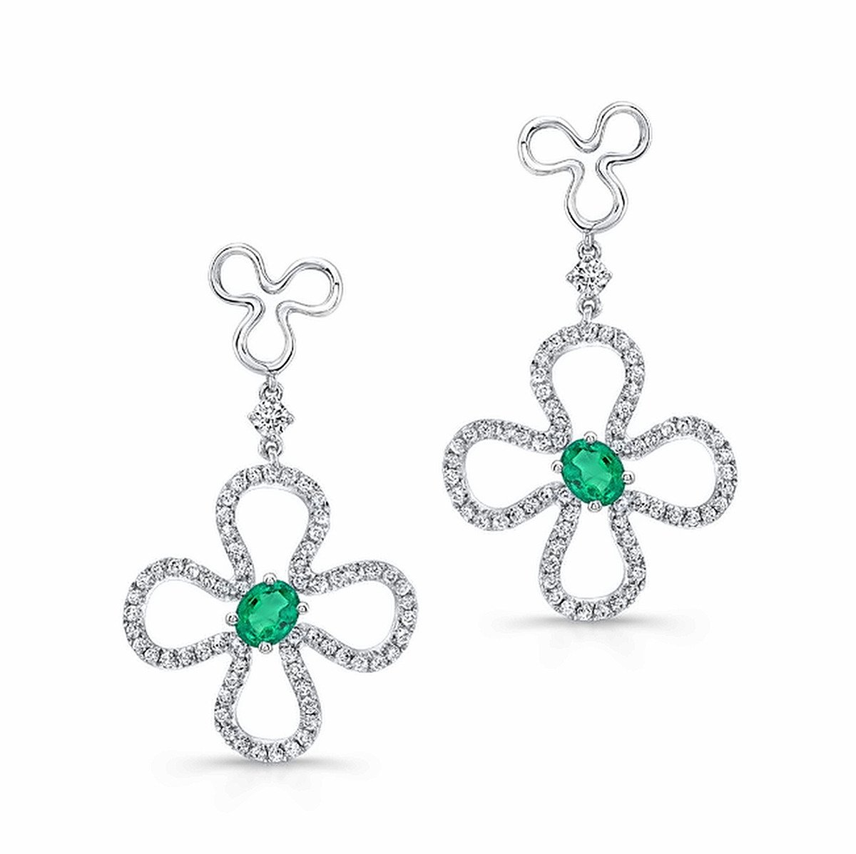 Emerald Flower Earrings