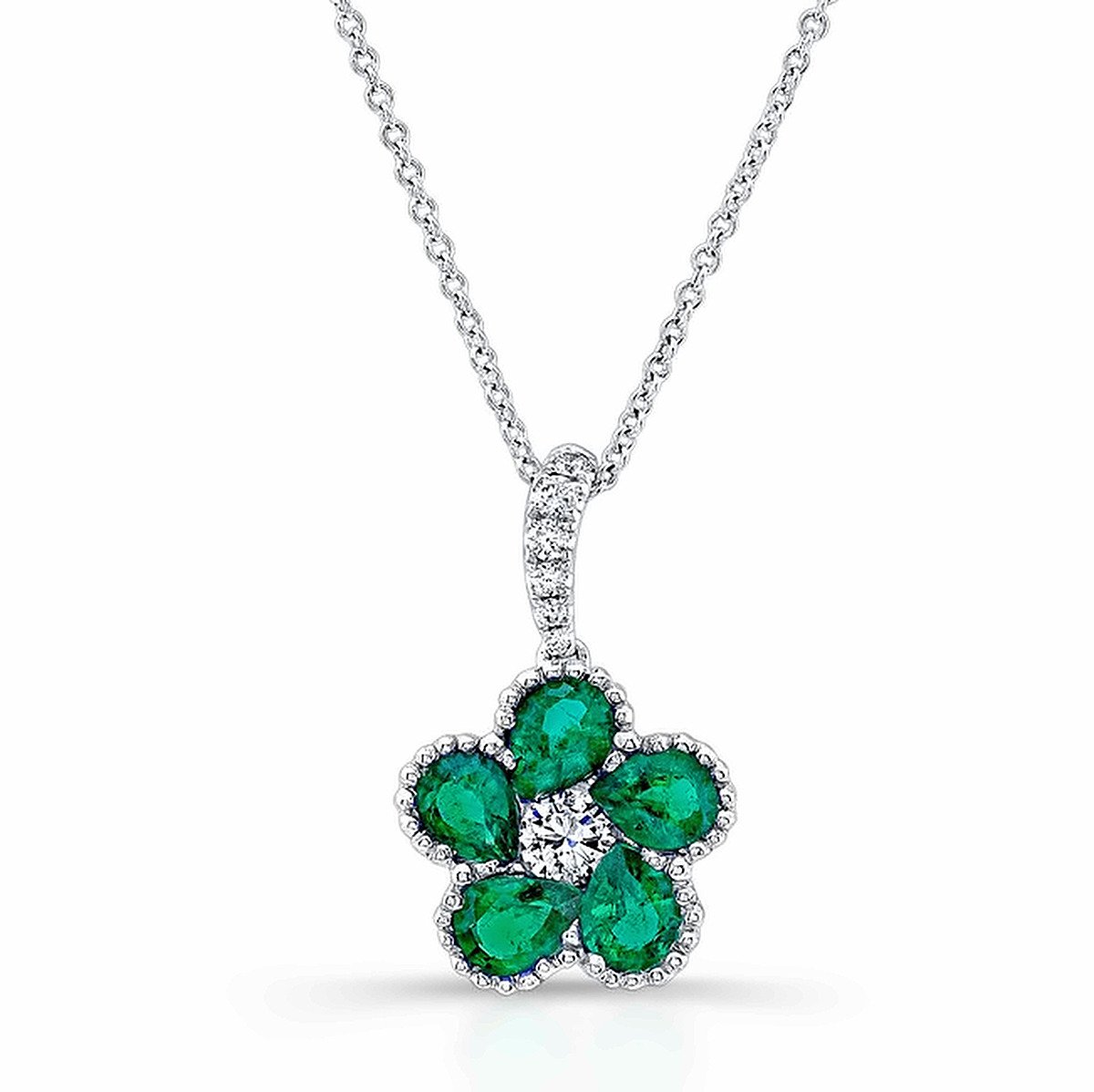 Emerald Pear Flower Pendant