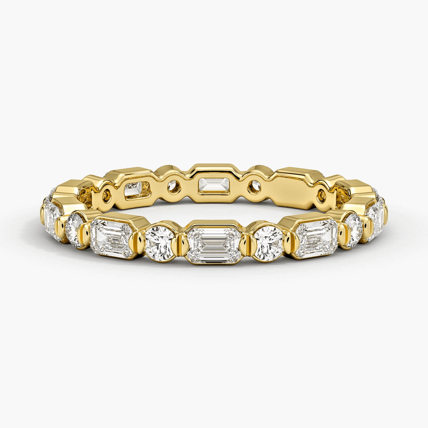 Emerald Cut and Round Diamond Eternity Ring (1 ct. tw.) in 18K Yellow Gold