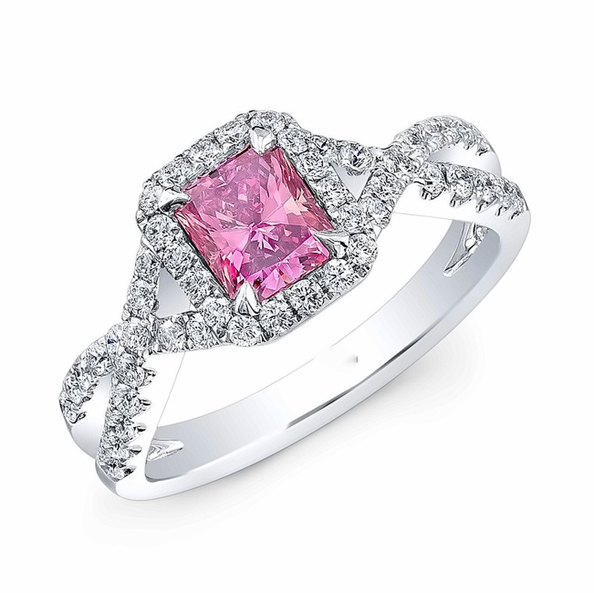 Pink Diamond Radiant Twisted Ring