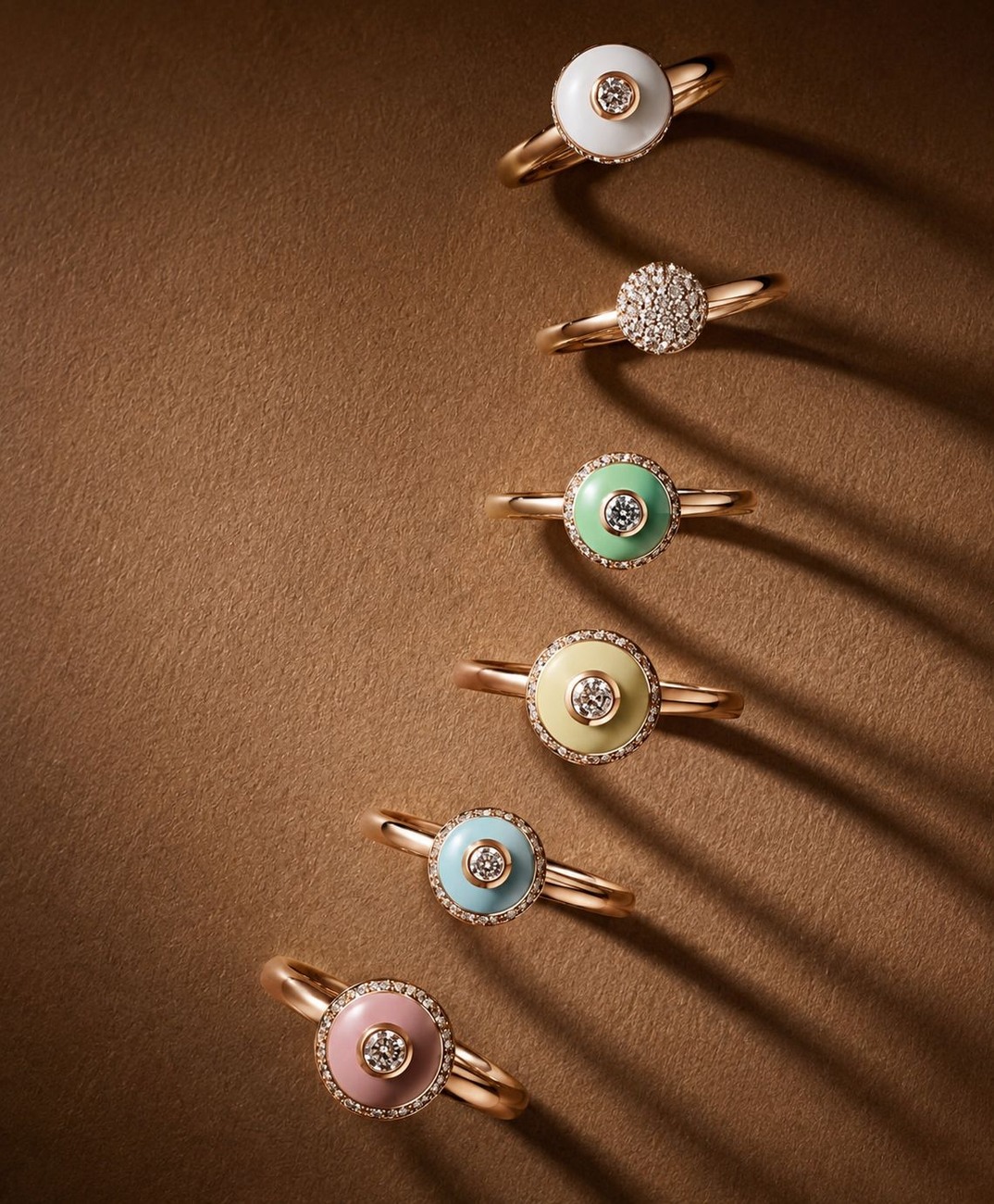 Pastel Enamel Disc Rings