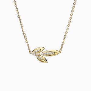 Jane Goodall Olive Branch Lab Diamond Pendant in 14K Yellow Gold