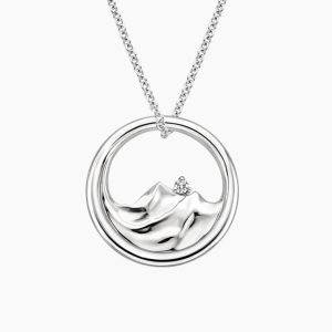 Mountain Range Diamond Pendant in Silver