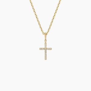 Cross Diamond Pendant in 14K Yellow Gold