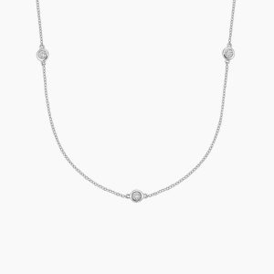 Bezel Strand 18 in. Diamond Necklace (1/4 ct. tw) in 18K White Gold