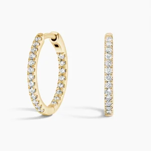 Extra Small Perfect Hoop Lab Diamond Earrings in 14K Yellow Gold