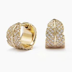Jane Goodall Pavé Leaf Lab Diamond Huggie Earrings (2/5 ct. tw.) in 14K Yellow Gold