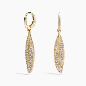 Jane Goodall Pavé Olive Branch Lab Diamond Drop Earrings (7/8 ct. tw.) in 14K Yellow Gold