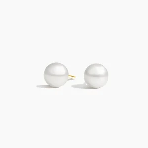 Premium Akoya Cultured Pearl Stud Earrings (6mm) in 14K Yellow Gold