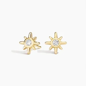 Sol Starburst Diamond Stud Earrings (1/10 ct. tw.) in 14K Yellow Gold