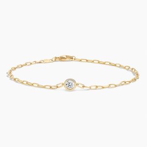 7 in. Round Lab Diamond Paperclip Chain Bracelet (1/5 ct. tw.) in 14K Yellow Gold