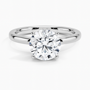 Comfort Fit 2mm Solitaire Ring in 14K White Gold