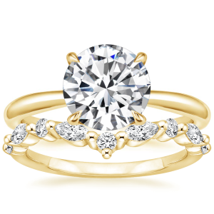 Freesia Ring with Curved Versailles Diamond Ring in 14K Yellow Gold