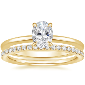 Petite Elodie Ring with Luxe Ballad Diamond Ring in 14K Yellow Gold