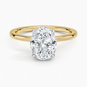 Platinum Adorned Mixed Metal Diamond Ring in 18K Yellow Gold
