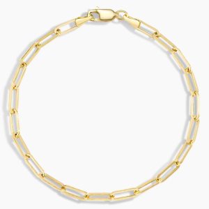 Devon 7 in. Lightweight Paperclip Chain Bracelet (Large) in 14K Yellow Gold