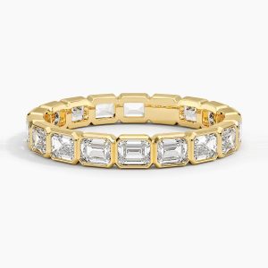 East-West Bezel Emerald Cut Eternity Lab Diamond Ring in 14K Yellow Gold