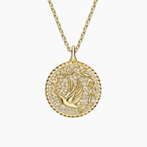 Jane Goodall Lab Diamond Peace Medallion Necklace (3/8 ct. tw.) in 14K Yellow Gold