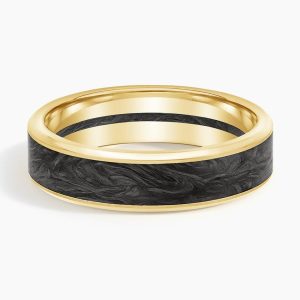 Blaze Black 6mm Wedding Ring in Forged Carbon and 18K Yellow Gold