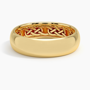 Hidden Celtic Knot 6mm Wedding Ring in 14K Yellow Gold